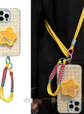 适用oppofindx8手机壳Findx7/6格纹星星5/3pro摇摇乐支架R17手提绳r15可背斜挎R11s小众高级r9t时尚plus清新m