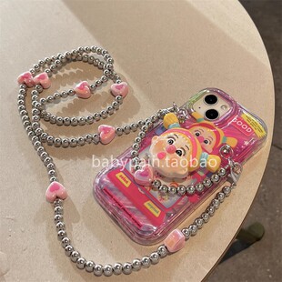 可爱游戏机女孩适用于iPhone17plus苹果13手机壳12pro卡通支架11promax新款mini可背带i斜挎链条小众高级网红