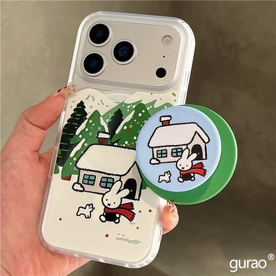 适用oppoA58手机壳A1A2A3A5A6pro雪屋米菲兔a97a96a93a92s磁吸支架a55a57a53磨砂A72a79a77卡通可爱a32A11A35