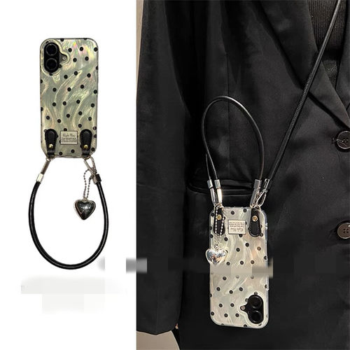 适用realme真我neo7手机壳gt5羽纱波点gtneo2T/3/5/6爱心挂件13/12/11/10可拎手绳v60v11v13斜挎v25v23Q3q5新