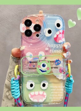 彩色怪兽适用华为mate50手机壳meta40E背夹斜挎挂绳mete30pro新款mt20x卡通创意9p小众高级por可背肩带M10女