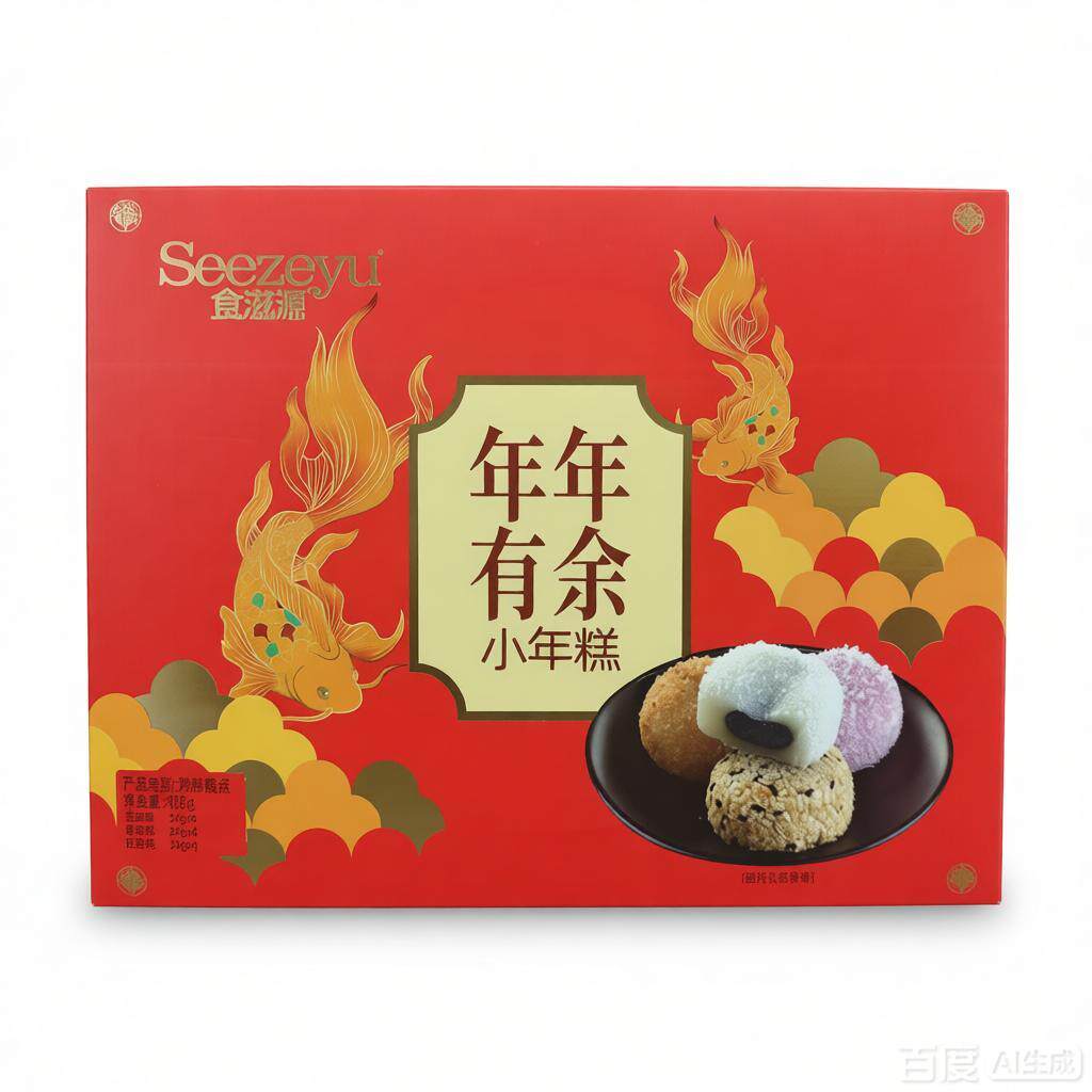 食滋源年年有余小年糕408g芝麻味香芋味红豆味麻薯青团雪媚娘甜点