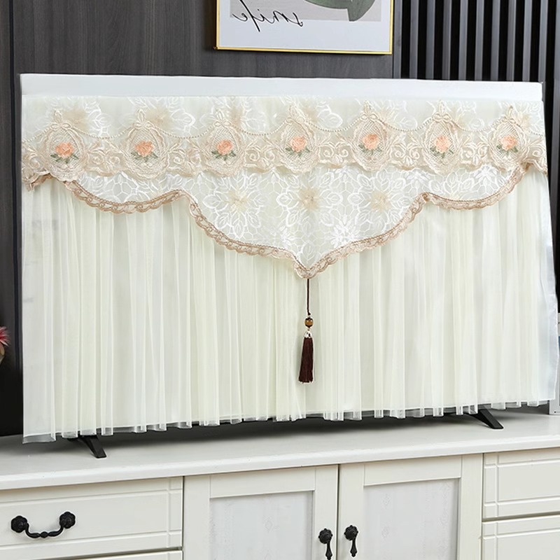 电视专用防尘罩55寸65英寸75液晶电视机罩盖布开机不取蕾丝盖巾