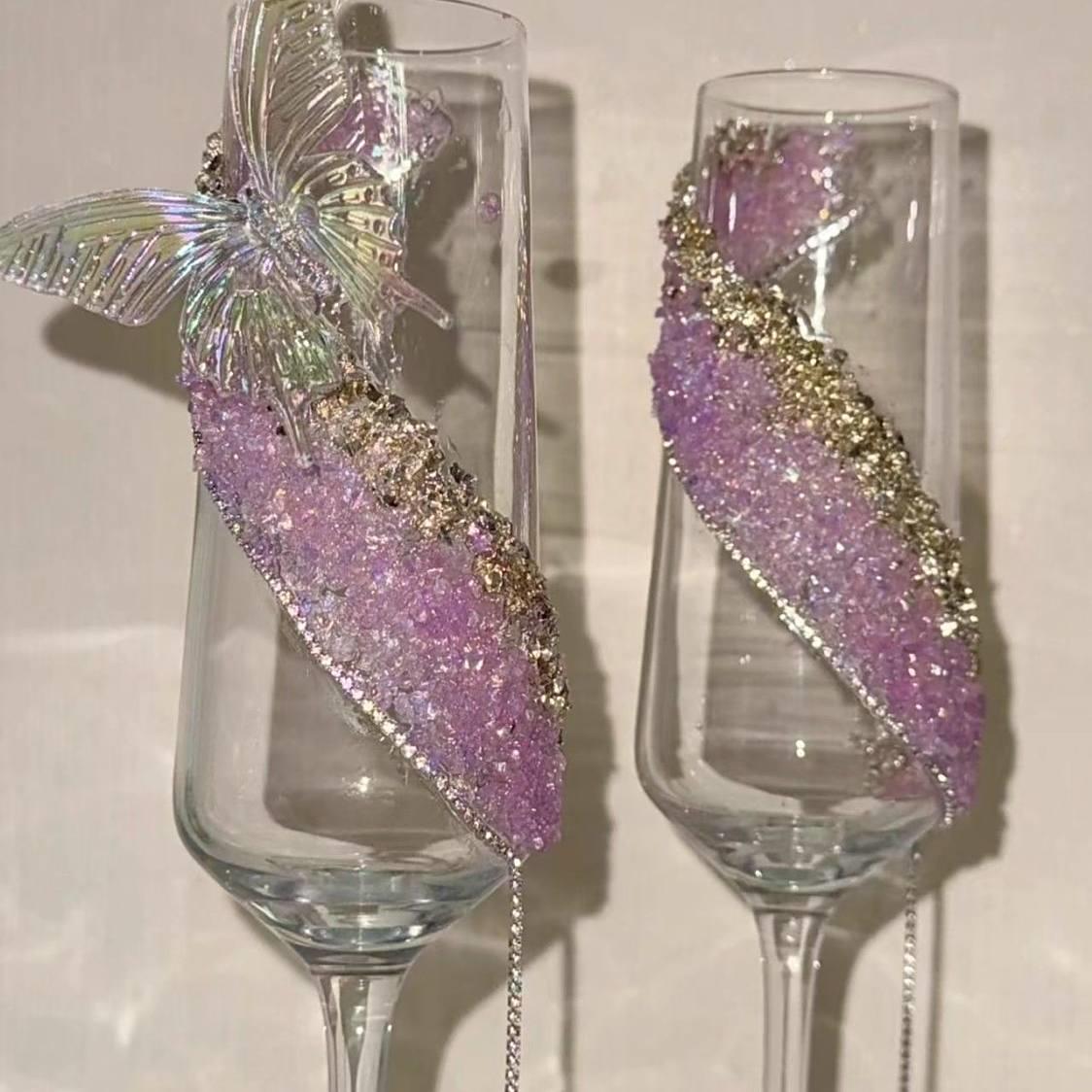 高颜值结婚敬酒杯手工diy材料包订婚结婚送闺蜜朋友结婚心意礼