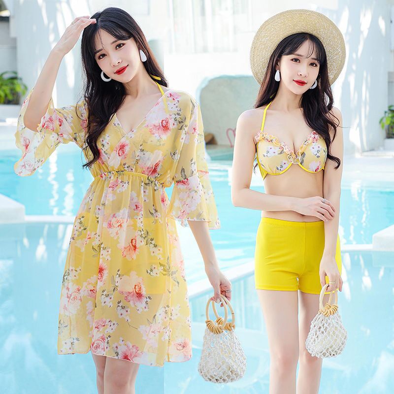 泳衣女大码胖mm200斤分体三件套遮肚显瘦保守温泉2023新款时尚夏