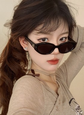2024超火新款猫眼墨镜女高级感防紫外线偏光方圆脸显瘦太阳眼镜黑