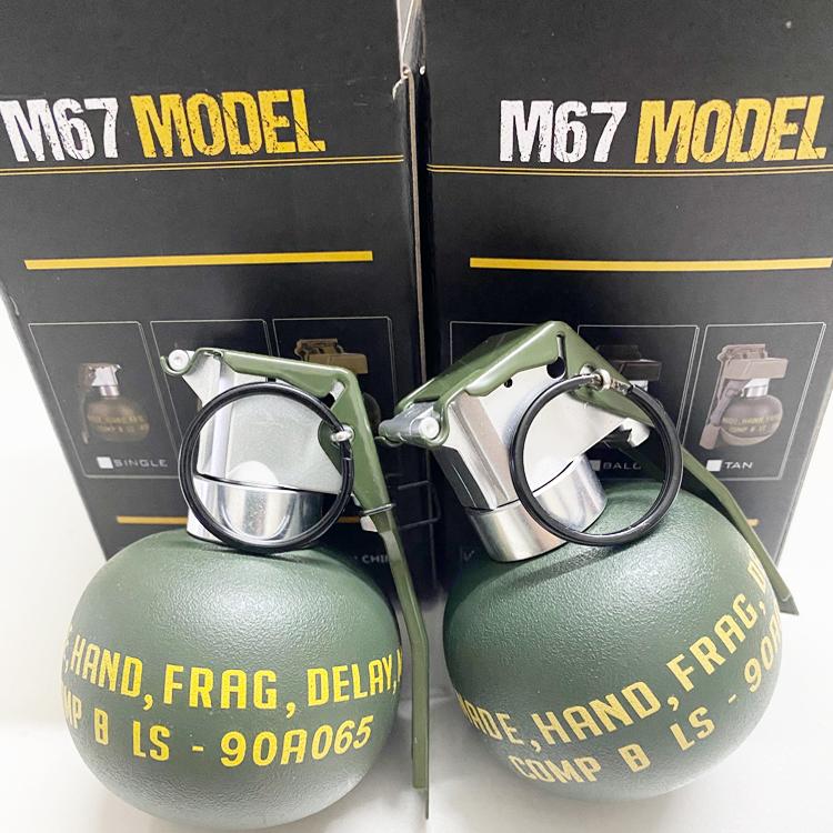 真金属M67手雷模型拉环军事手榴玩具军迷M18烟雾手弹闪光震撼弹