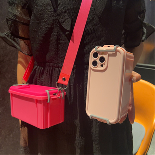 糖果色斜挎收纳盒适用荣耀x50手机壳200保护套90gt新款100pro收纳箱60挎包70创意80挂绳30防摔50全包20女x60i