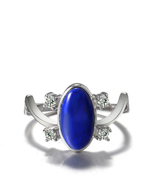 吸血鬼日记同款 Elena埃林娜 戒指 925纯银镶嵌天然青金石女戒指