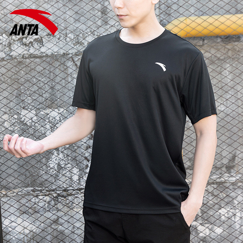 安踏短袖T恤男休闲速干运动服春季圆领夏装轻薄透气男装半袖上衣