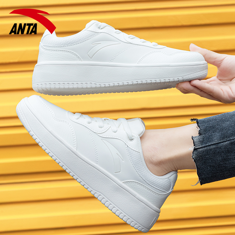 安踏小白鞋女鞋低帮休闲鞋
