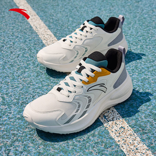 安踏男鞋冬季飞驰轻质跑鞋软底旅游运动鞋皮面网面舒适耐磨跑步鞋