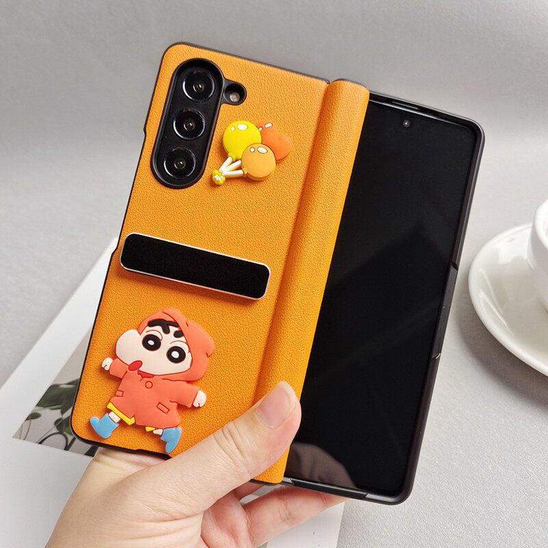 适用三星fold5手机壳折叠屏w22铰链全包保护套zfold4保护壳壳膜flod3中轴防摔w24心系天下卡通支架W23新款