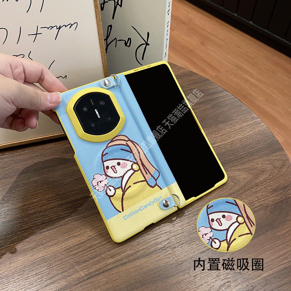 适用华为卡通可爱pc贴皮革手机壳