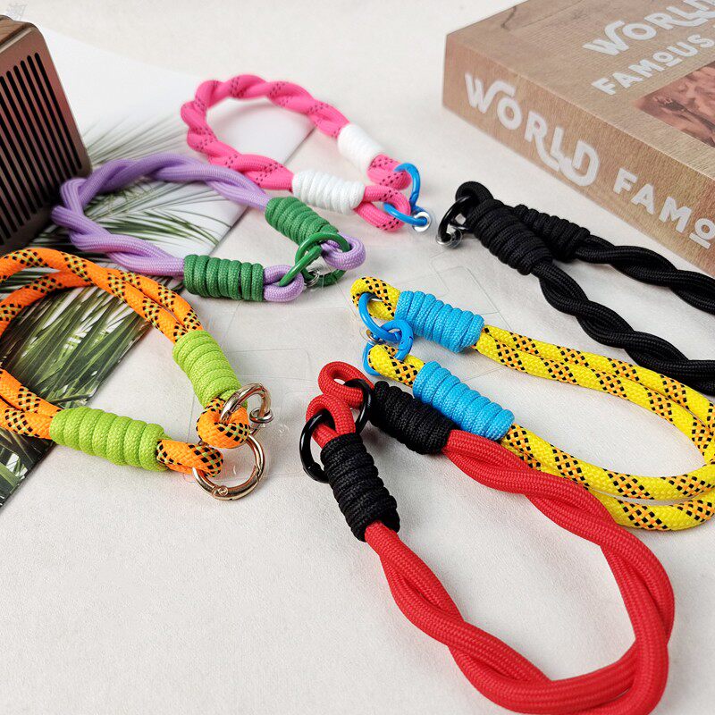 时尚个性简约港风手机手绳挂绳双钩手腕款手工编织防摔手机链挂件钥匙