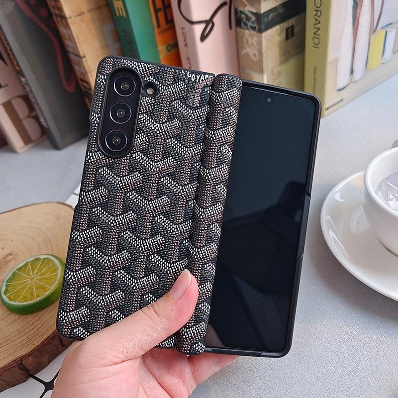 适用三星GalaxyZFold5手机壳新款折叠Fold6荔枝皮纹中轴磁吸W23铰链全包Fold4保护套简约商务防摔外壳膜一体