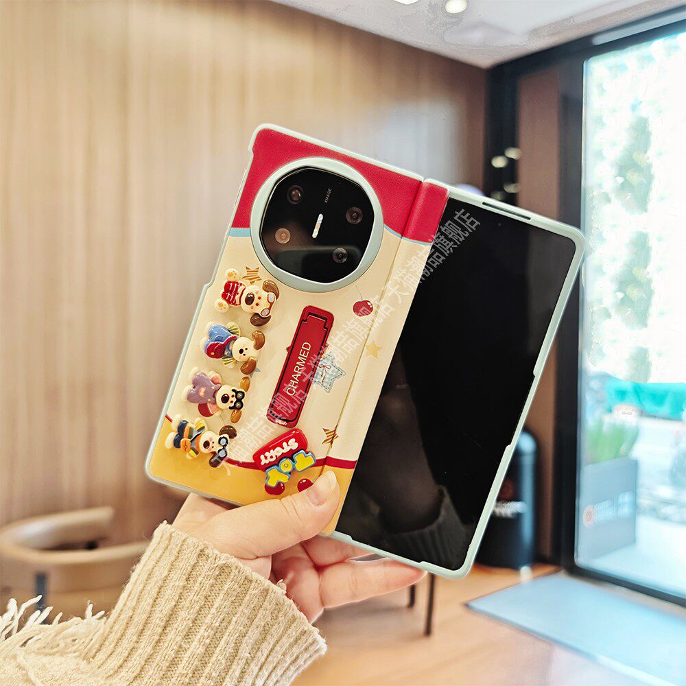 适用华为matex6折叠手机壳新款华为x7x5全包中轴荣耀v5v6新年款飞机狗xfold5卡通创意防摔保护n5n6挂绳支架