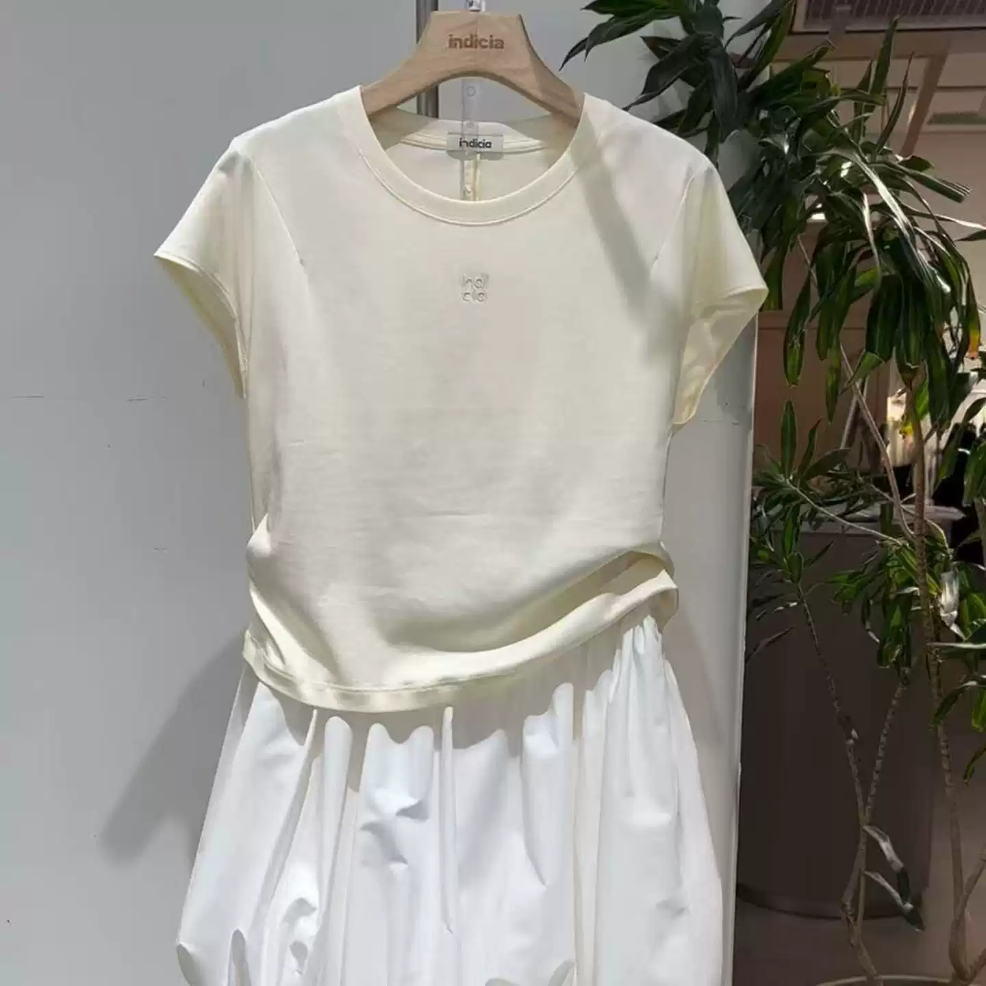 indicia女装商场同款2025夏新款圆领短袖T恤上衣6B404TX222N-399