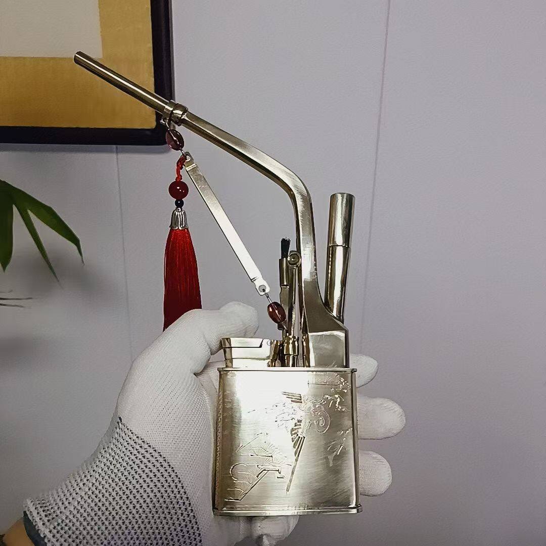 高档纯白铜方形水过滤烟壶水烟袋锅子一口香水烟斗烟瓶水烟枪烟嘴