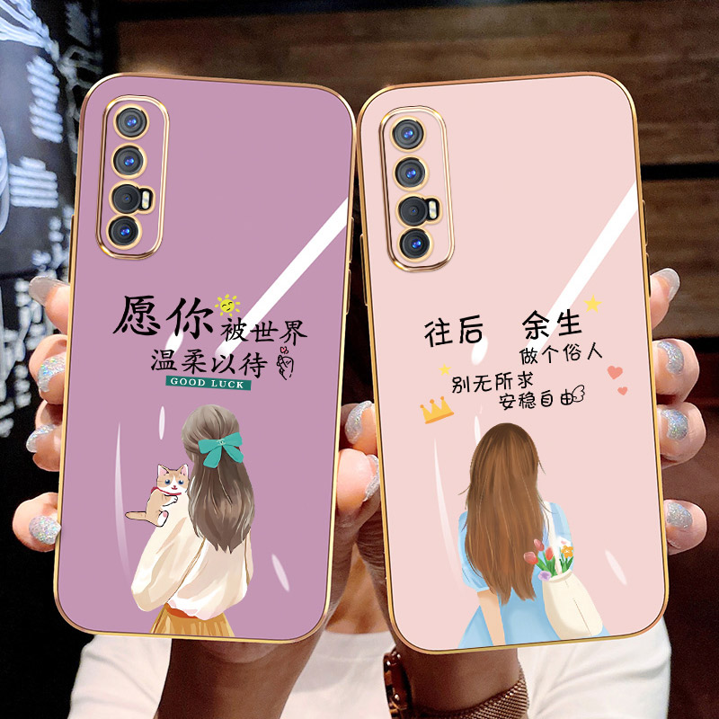 opporeno3pro手机壳电镀元气版RENO3软壳por防摔opporeno35g全包0pp0镜头5g外壳新款薄奢华保护套pr0唯美女孩 3C数码配件 手机保护套/壳 原图主图