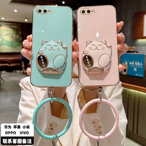 适用iphone6手机壳6s保护6plus硅胶套苹果7全包防摔splus男女8puls新款7p网红i6六i8p八i7七6p招财猫8p带支架