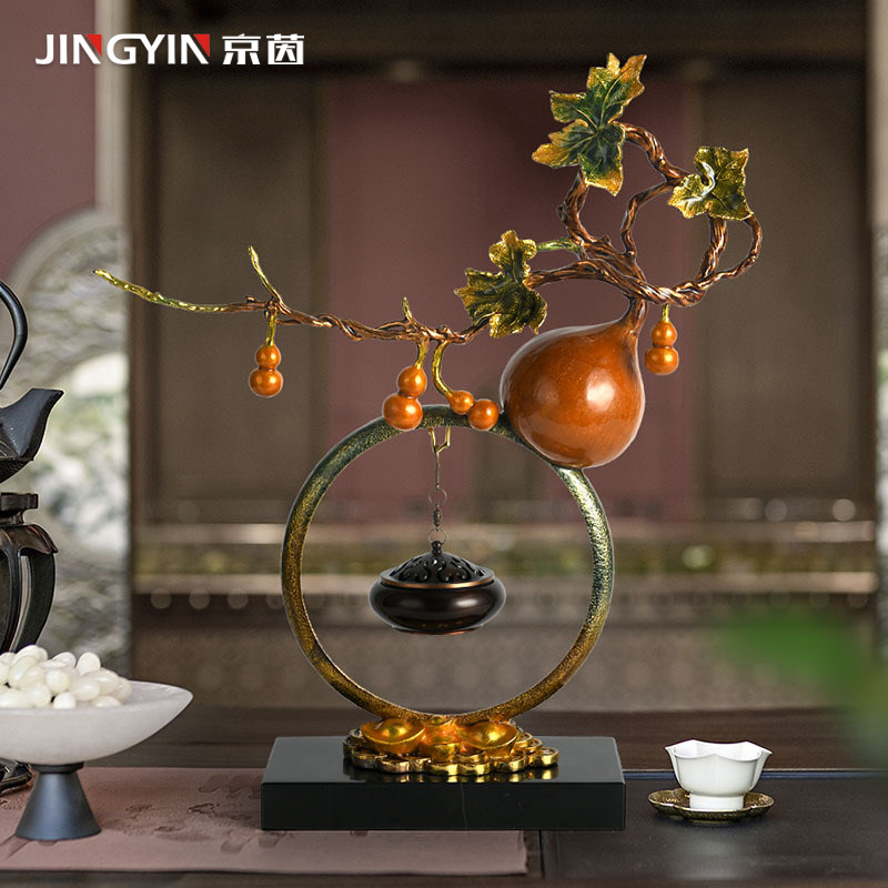 五福临门新中式葫芦装饰品客厅玄关工艺品摆设茶室香炉创意摆件,家居饰品,装饰摆件,淘宝优惠券,粉丝福利购,淘宝优惠卷