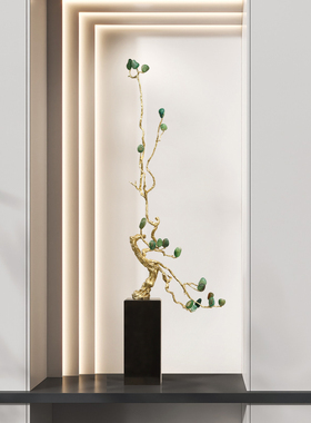 入户玄关柜壁龛装饰摆件中式家居酒店别墅电视柜旁晶石玛瑙工艺品