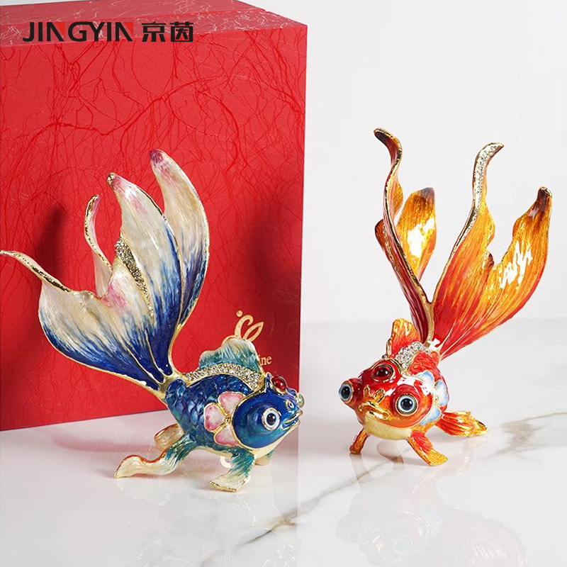一对金鱼装饰品摆件家居乔迁礼品