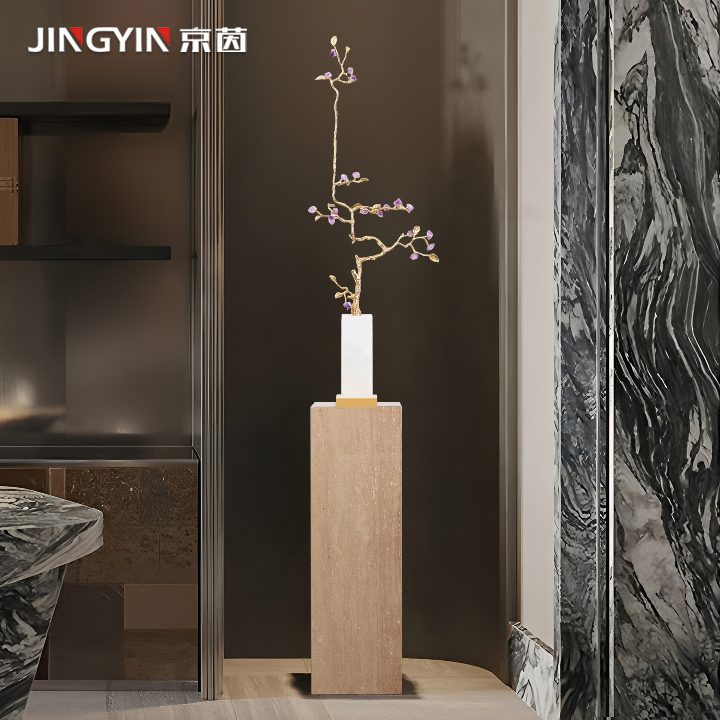 入户玄关壁龛紫水晶细高艺术摆件