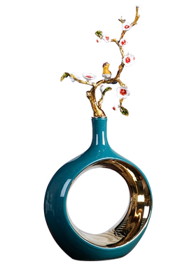 京茵中式客厅珐琅彩喜上眉梢摆件