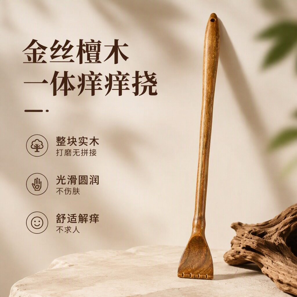 檀木整木一体痒痒挠实木打磨后