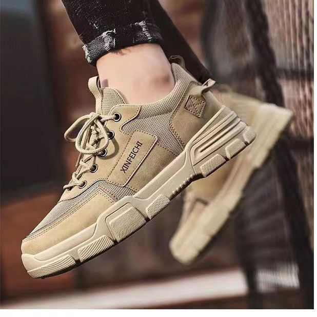 新款男鞋防滑工地干活耐磨运动休闲黑色潮流板鞋透气春季劳保防水