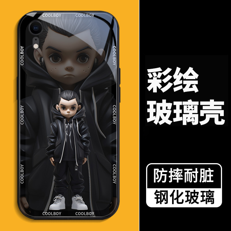 适用iphonexr手机壳ipxr钢化玻璃硬壳苹果xr跑酷pihonexr保护套lphonexr全包防摔a2108卡通可爱rx男款ⅹr个性