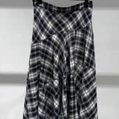 正品 半身裙2025秋新品 含绵羊毛人丝格纹不规则大裙摆MBE3SKT039