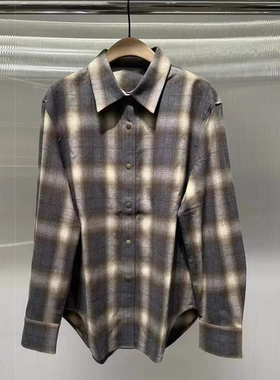 正品衬衫2025冬新品双面磨毛厚实棉质渐变格纹雾面旧感MBE4SHT003