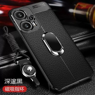 适用小米pocof5手机壳膜POCO F5高档商务皮纹保护套5G镜头全包防摔xiaomip0c0f5车载磁吸支架pocf5软外壳男款