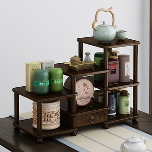 置物架茶室桌面小型博古架茶壶茶具摆放架茶叶放置架陈列架收纳架