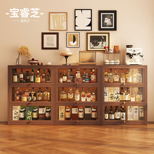实木酒柜展示柜家用客厅2026新款透明储物柜客厅靠墙小型置物柜子