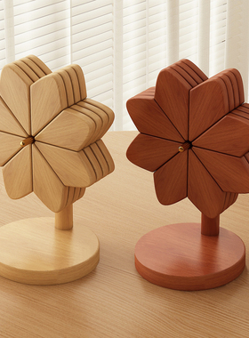 风车隔热垫竹木质餐桌防烫耐高温菜盘子碗垫创意摆件折叠锅垫杯垫