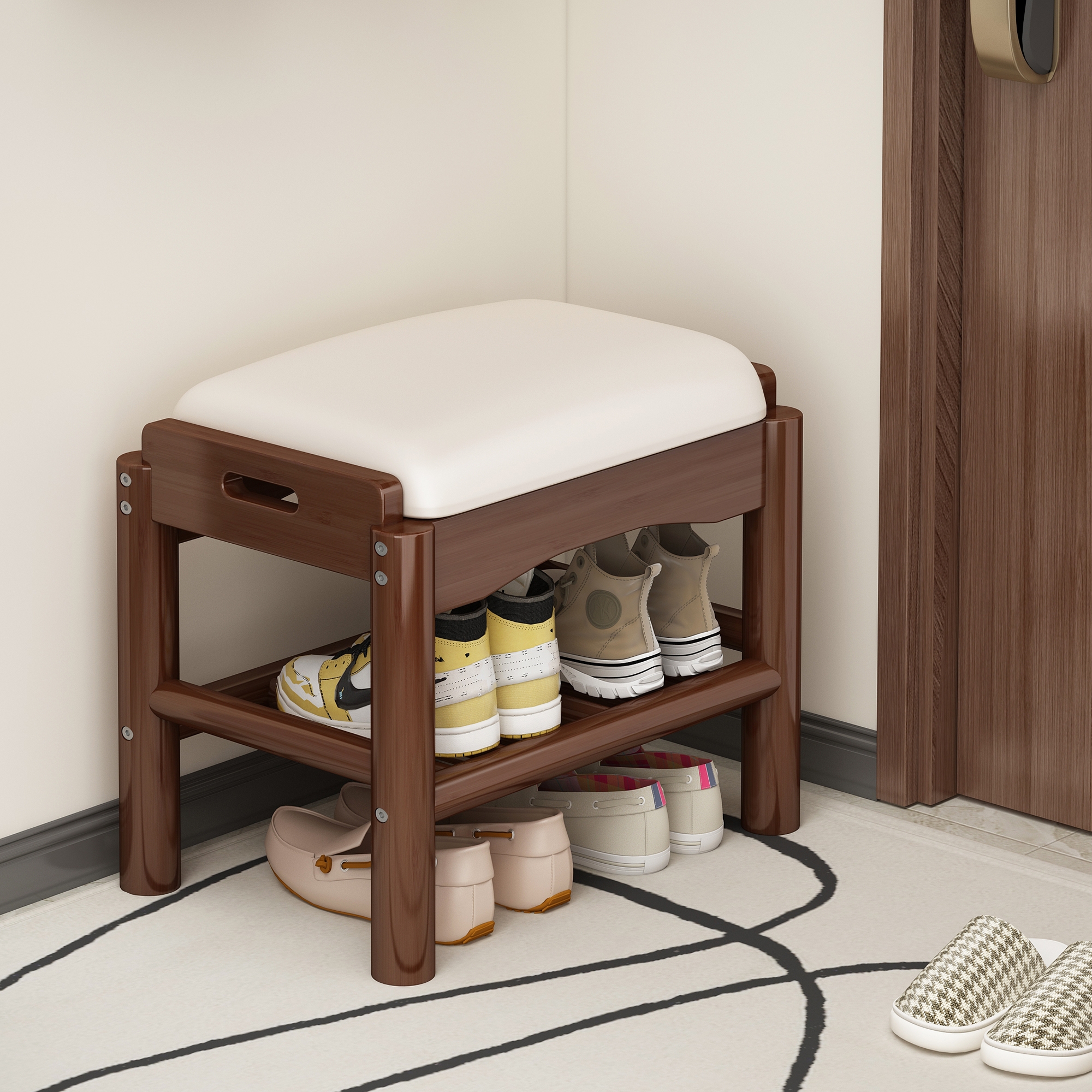 换鞋凳门口家用鞋柜坐凳一体小户型实木穿鞋凳入户玄关可坐鞋架子