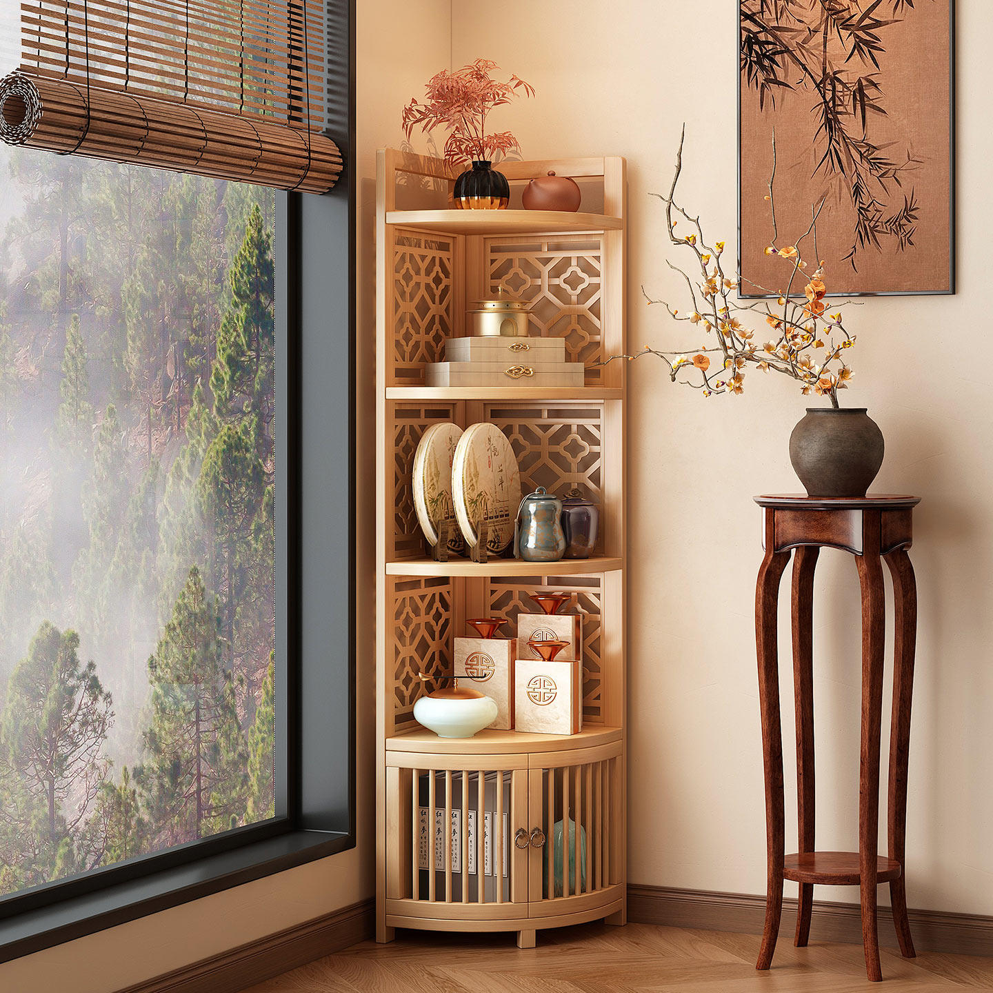 角柜落地转角架墙角置物架客厅拐角收纳架三角形卧室餐厅角落架子