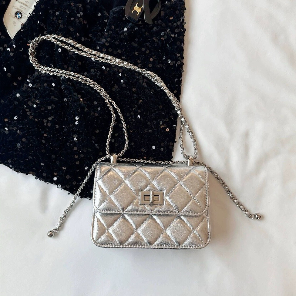 小香风双金球链条包2024新款潮真皮单肩斜挎小方包高级感女包