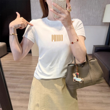 气质印花短袖t恤女2025夏季新款港风白色正肩短款上衣高级感体恤