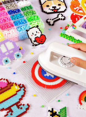 拼豆材料包全套元派拼豆豆手工diy立体拼图玩具大颗粒融合豆套装