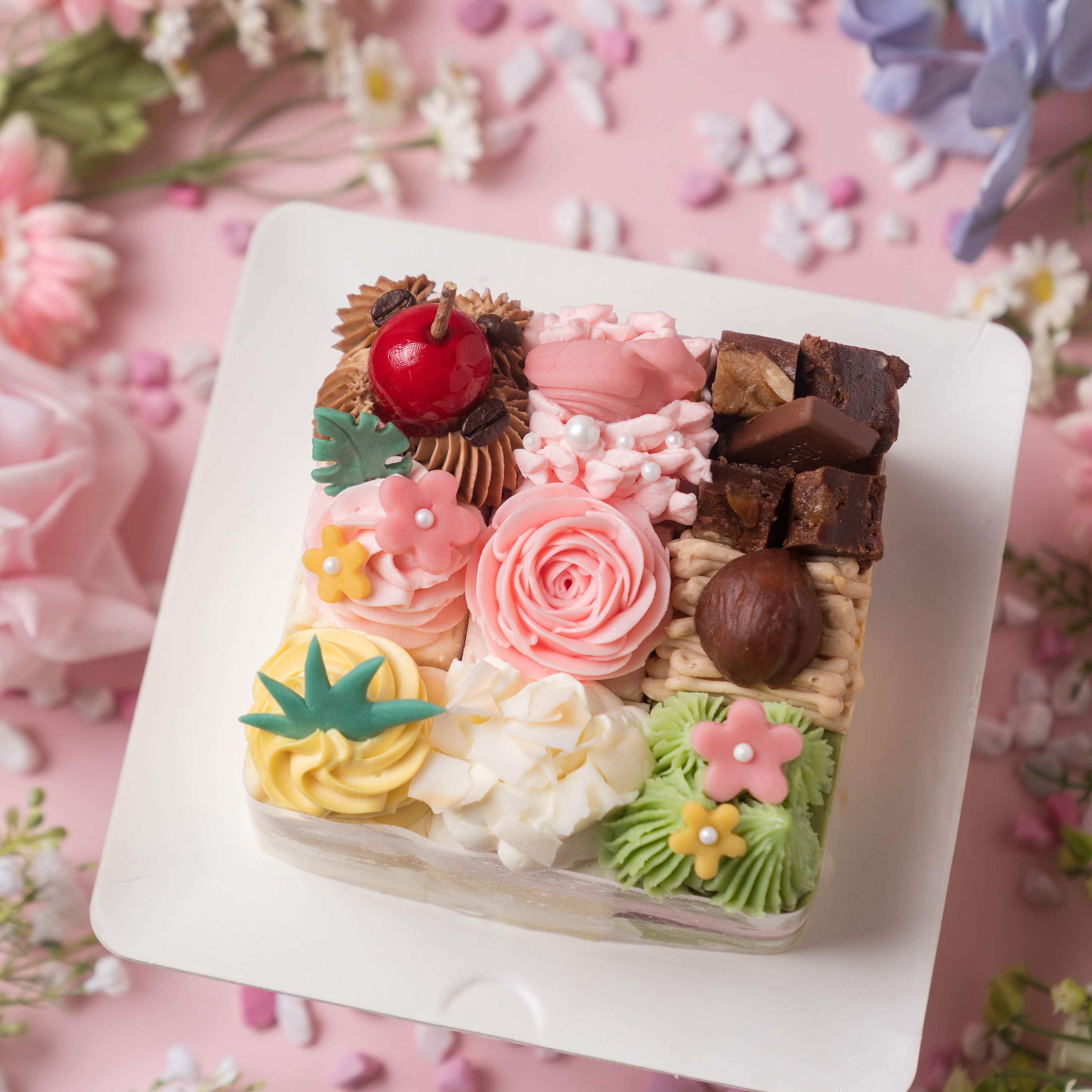 芝心花「幻彩一夏」mini九宫格奶油切块生日蛋糕火烈鸟北京同城