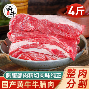 牛肉新鲜牛腩肉鲜切2000g整块牛腩生鲜牛排黄牛肋条冷冻商用食材