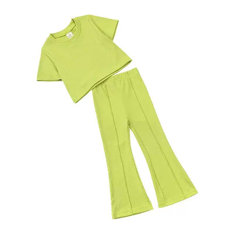 KIDS GIRLS SUMMER OUTFIT TODDLER SHORT SLEEVE T-SHIRT OPS +
