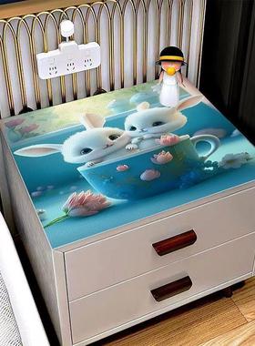 卡通ins风床头柜盖布PVC防水防油防尘保护罩洗衣机冰箱床头柜垫子