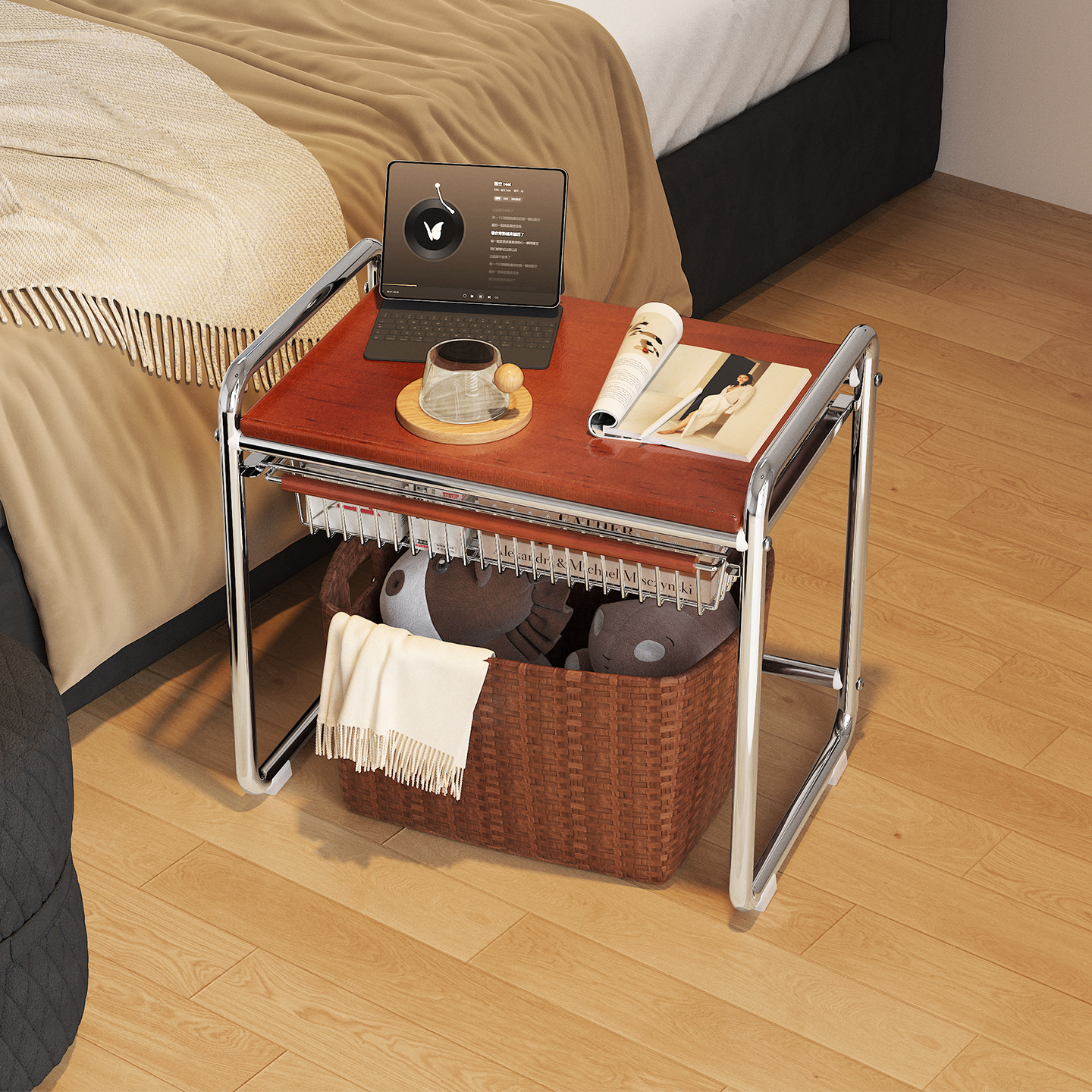 环图床头柜实木替代柜房间收纳柜