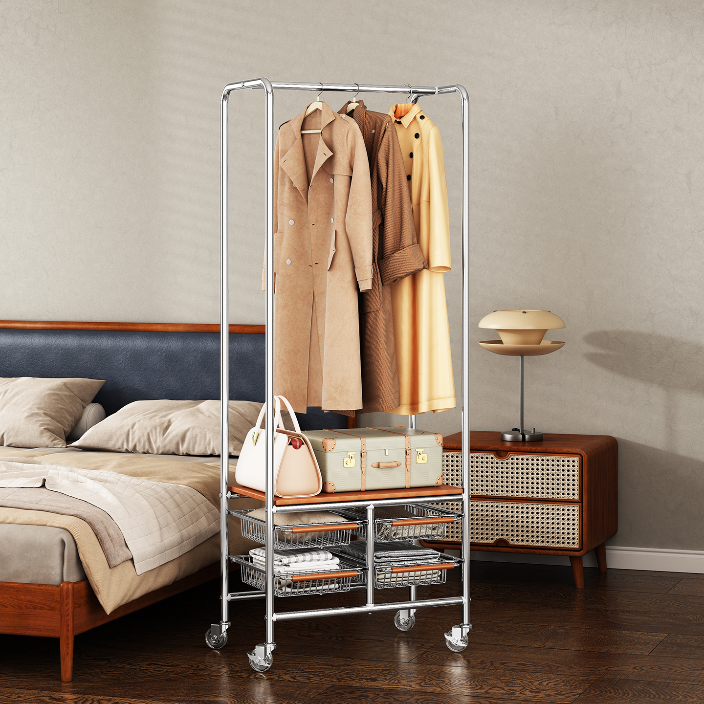 环图落地挂衣架移动衣帽架置物架